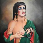 Kleopatra, Pin-up, nackter Busen mit schwarzer Schlange