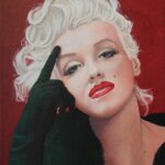 Marilyn Monroe Portrait, nur Kopf mit schwarzem Handschuh